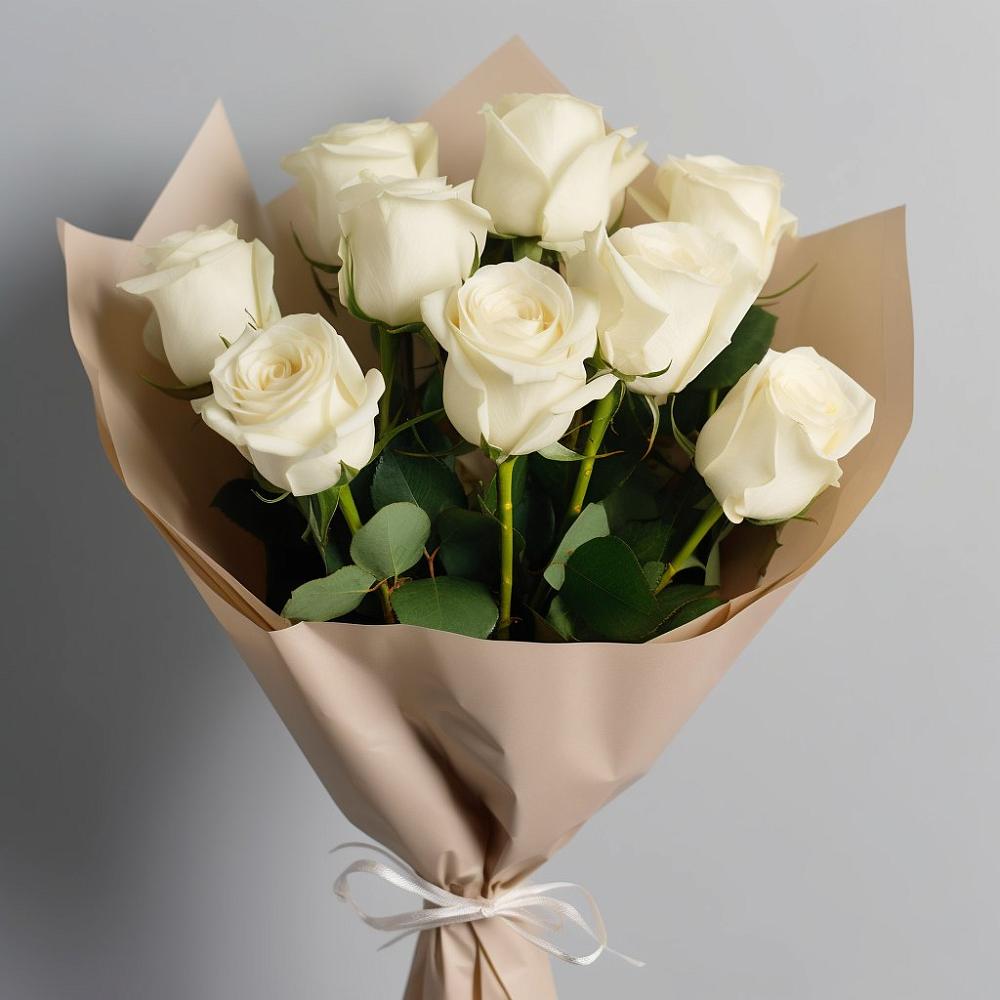 Букет 9 Белых роз Эдлесс Лав в Мирном Архангельской области
