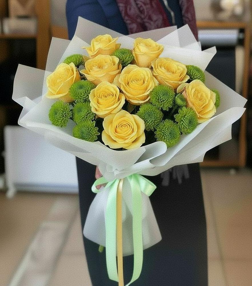 Букет цветов из: Хризантемы и Розы в Мирном Архангельской области