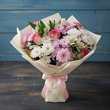 Букет цветов из:  Хризантемы, Альстромерии и Розы в Мирном Архангельской области